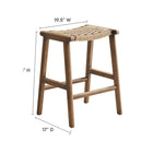 Modway - Saoirse Tabouret de comptoir en corde tissée en bois - Noyer naturel - Ensemble de 2-Conception du tressage en panier