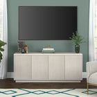 Hudson&Canal - Meuble TV Hanson pour téléviseurs jusqu'à 65 pouces - Blanc aulne-Fabriqué à partir de matériaux robustes en MDF et PVC dans une finition blanche en aulne fabriquée à la main