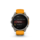 Garmin - fēnix 8 – 47 mm, saphir AMOLED, titane avec bracelet en silicone orange étincelant/graphite-Améliorez les performances, l'endurance et la résistance de votre corps aux blessures grâce à des plans d'entraînement en force ciblés, un suivi de l'endurance en temps réel, des entraînements spécifiques au sport et une gamme complète d'applications sportives intégrées