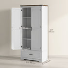 HOMCOM 69" H Tall Kitchen Storage Cabinet with Adjustable Shelves - Cream White-Three hinges reinforce each cabinet door 