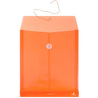JAM Paper Plastic Envelopes with Button and String Tie Closure, Letter Open End, 9.75 x 11.75, Orange Poly, 12 Pack (118B1OR)-Size: 9-3/4" x 11-3/4"