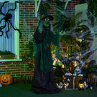 HOMCOM 72" Sound Activated Witch with Magical Heart Halloween Decoration -Activates by touch or loud noises. The good choice to scare trick-or-treaters 