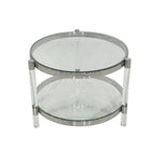 Plata Import Clemensia 23"W Round Side Table - Silver-The transparent acrylic legs lend an ethereal touch, creating an illusion of floating elegance