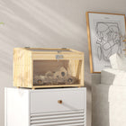 PawHut Hamster Cage with Hut, Seesaw & Ladder - Natural Wood-Includes a hut, seesaw, and ladder for enrichment