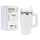 Link Products - Gobelet à double paroi avec paille en plastique - Blanc-Double Paroi