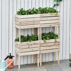Outsunny Wooden Raised Planting Boxes - 205" L x 125" W x 23.5" H - Natural - 4 Pack-Perfect for porch, patio, backyard or interior living rooms 