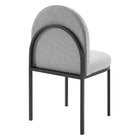 Modway Isla Channel Tufted Upholstered Fabric Dining Side Chair - Black/Light Grey-Non-Marking Foot Caps