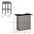 Outsunny - Ensemble de bar de patio 5 pièces avec Table de bar à dessus en verre trempé et étagères, 4 chaises de bar, gris-Rotin PE résistant aux intempéries et imperméable pour une utilisation à long terme et un nettoyage facile