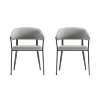 Manhattan Comfort Belle 22.4" Modern Textured Leatherette Upholstered Dining Chair - Stone Grey - Set of 2-Modern Dining Chair for Dining Room and Task Use. Set of 2