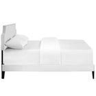Modway Corene Vinyl Queen Platform Bed with Squared Tapered Legs - White-Center Rail with Support Two Legs