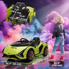 Aosom 12V Lamborghini Sian Kids Electric Ride-On Car - Green-Working steering wheel, forward/reverse controls, high-low speeds function 
