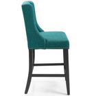 Modway Baron Upholstered Fabric Counter Stool - Teal-Solid Rubberwood Legs