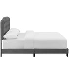 Modway Amelia Performance Velvet Queen Bed - Grey-Box Spring Required (Not Included)