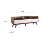 Modway Transmit 60" TV Stand - Walnut White-Two Full-Extension Glide Drawers