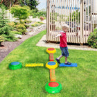 Outsunny Kids Balance Bridge and Stackable Stepping Stones 8-Piece Set-Low-to-floor design avoids falling 