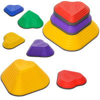 Qaba - Ensemble de 6 pierres d'équilibre empilables en forme de cœur pour enfants-Améliore l'équilibre et la coordination sensorielle grâce à son design coloré 
