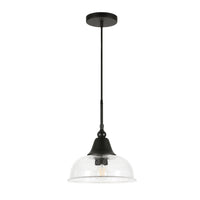 Hudson&Canal - Suspension Magnolia de 27,3 cm de large avec abat-jour en verre - Bronze noirci/grainé-Design moderne et contemporain pour votre entrée, votre foyer ou votre cuisine