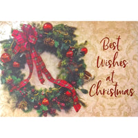 Rosedale General Christmas Greeting Cards/Envelopes - 5-1/2" x 8" - Best Wishes: Christmas Wreath - 12 Pack-Card shop quality greeting cards
