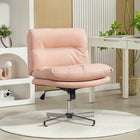 HOMCOM Criss Cross Armless Office Desk Chair - Pink-Breathable microfiber cloth offers a cool, ventilated seating experience