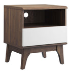 Modway Envision Nightstand - Walnut White-Retro Modern Nightstand