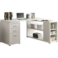 Monarch Specialties 7023 Computer Desk - White Left Or Right Facing Corner-Fashionable style L shape computer desk with storage, featuring thick-panel construction in a white laminate and includes a 5 year limited warranty for your satisfaction.