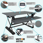 Victor – Bureau assis debout High Rise réglable en hauteur, avec support pour clavier (DCX760)-La hauteur du bureau (surface de travail) s'élève jusqu'à 21 po ; le support de clavier s'élève jusqu'à 16,5 po