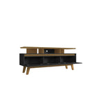 Manhattan Comfort Yonkers 70.86" Mid-Century Modern TV Stand - Black and Cinnamon-Includes 1 Media Hole for Wire and Cable Management