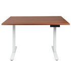 Ezywork - Bureau assis-debout électrique à double moteur, largeur étendue et hauteur réglable - Structure blanche / Plateau en noyer foncé-Plateau de table monobloc 48" x 30" (120 cm x 75 cm)