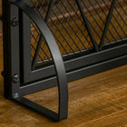 HOMCOM 3-Panel Folding Fireplace Screen with Door Fire Spark Guard - Black-Mesh design allows you to watch the fire through the screen 