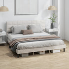 HOMCOM King Size Upholstered Platform Bed Frame with Headboard - Cream White-Strong frame with 10 thickened wooden slats and 14 supportive legs supports up to 1102 lb. (500 kg)