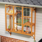 PawHut 61" H Outdoor Catio Window Box - Orange-Suitable for housing 2-3 cats comfortably, each up to 22 lbs. (10 kg) 