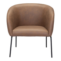 Zuo Quinten Accent Chair - Vintage Brown-Plush and durable faux leather fabric