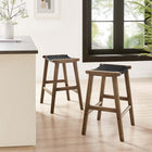Modway - Saoirse Imitation cuir Tabouret de comptoir en bois - Noir noyer - Ensemble de 2-Appuie-pieds et supports latéraux