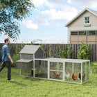 PawHut 59" H Wooden Chicken Coop with Nesting Boxes and Run for 4-6 Chickens - Grey-Outdoor paint and asphalt roof protect against rainwater for weather protection 