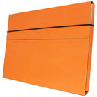 JAM Paper Thin Portfolio File Carrying Case with Elastic Band - 9 1/4 x 1/2 x 12 1/2 - Orange-A great business portfolio to use around the house, classroom, office or on the go