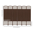 HOMCOM 6 Panel Wave Fiber Freestanding Room Divider for Home Office - Brown-Folding design allows you to create a new look and save space when not in use
