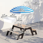 Qaba Kids Picnic Table with Umbrella - Wooden Sand & Water Table - Natural Wood-Large 37.4" W x 19.5" D tabletop provides roomy space for meals and play
