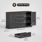 HOMCOM 57.9" L Cabinet with Charging Station and Thickened Top - Black Wood Grain-Farmhouse style with crown molding, framed panels and vintage handles