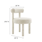 Modway Toulouse Boucle Fabric Dining Chair - Ivory-Dense Foam Padding
