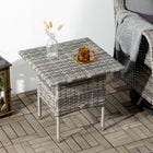 Outsunny - Table basse de patio en osier 20 po avec planche en plastique sous le plateau tressé, gris mélangé-Fonction polyvalente comme table basse, table d’appoint, support à fleurs ou poste de travail pour plantes  