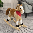 Qaba - Cheval à bascule en peluche pour enfants - cowboy rocker - beige-Renforce les muscles du tronc et des bras pendant le mouvement, aide également à améliorer l'équilibre 