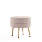 Manhattan Comfort - Bailey pouf capitonné 46 cm style milieu du siècle en mélange de polyester - flocon d’avoine avec pieds dorés-Ottoman moderne du milieu du siècle parfait pour une utilisation dans le salon