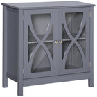 HOMCOM 31.5" L Kitchen Sideboard - Gray-Tempered glass brings elegance and romance to your interior designs