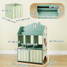 Qaba Kids Bookshelf with Toy Storage, Book Display, Shelves and Fabric Drawers -  Green-Vertical design saves floor space, making it great for smaller rooms
