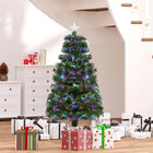 HOMCOM 4' Pre-Lit Artificial Christmas Tree with Top Star and Optic Fiber - Green-Pre-lit optical fiber lights in 7 colour placed all over the tree 