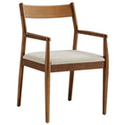 Modway - Solara Bois en tissu Fauteuils de salle à manger Ensemble de 2 - Noyer Tissage de bruyère beige-Assemblée requise