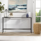 Hudson&Canal Henley 55"W Console Table with Glass Top - Blackened Bronze-Features easy assembly
