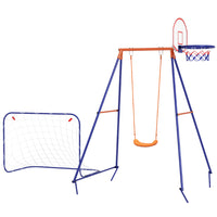Outsunny Swing Set for Kids with Swing Seat, Basketball Hoop - Football Goal-Including multiple play options . 
