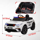 Qaba 12V Electric Police Car for Kids with Remote Control - White-Spring suspension and slow start enhance ride smoothness 