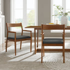 Modway Solara Vegan Leather Wood Dining Armchairs - Walnut/Black - 2 Pack-Minimalist Design